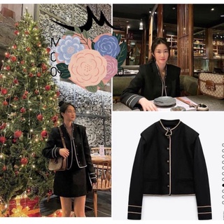 ✨BÁN SỈ✨Áo dạ đen viền cúc cổ