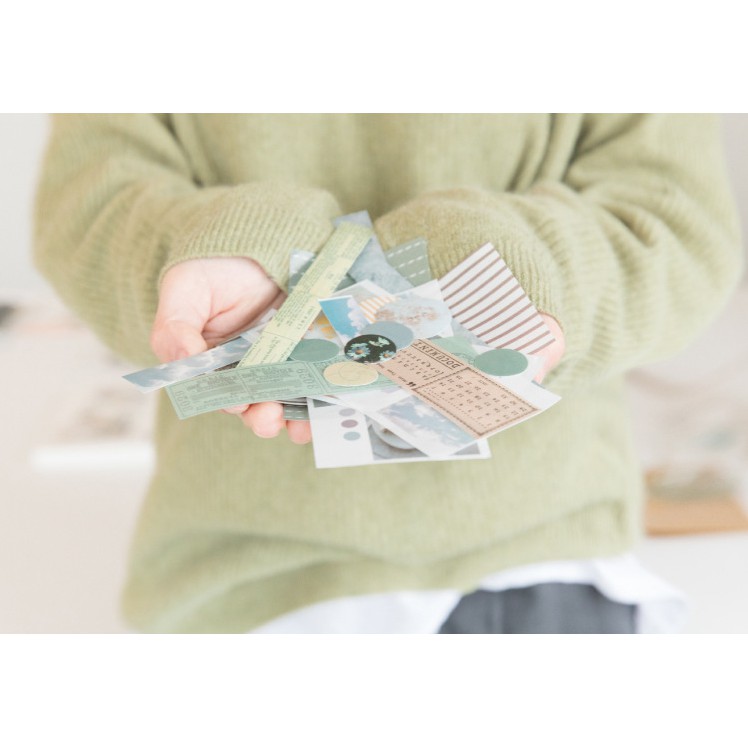 KimiTape Giấy nền và Sticker vintage POCKET TAPES - Bộ 40 hình trang trí Bullet Journal