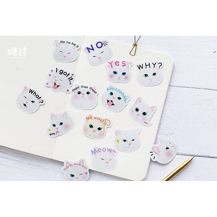 Bộ 46 Sticker Hàn Quốc hình Mèo Con dán trang trí E16