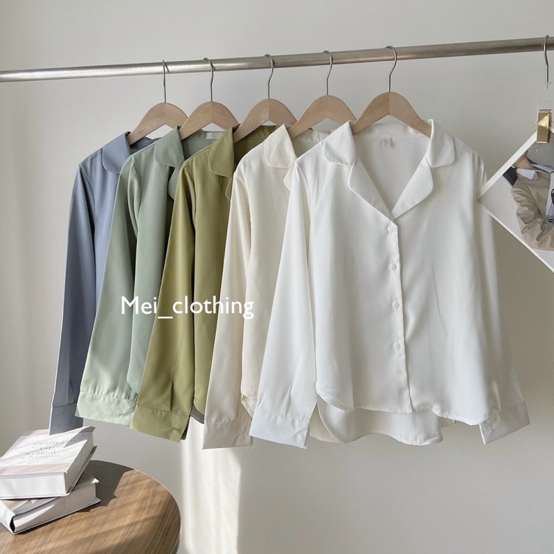 Áo Sơmi Dài Tay Cổ Vest Chất Lụa Hàn Thanh Lịch A68