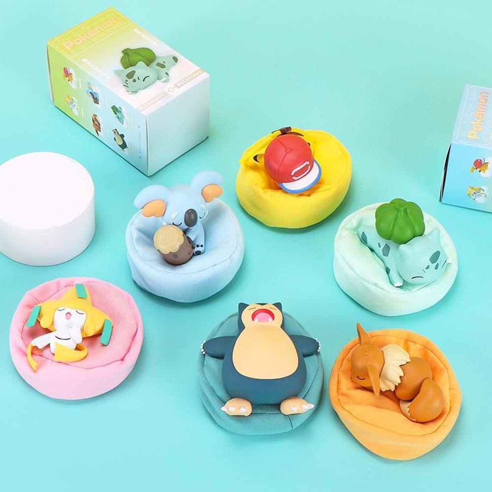 NEDFS Komala Pokemon Figures Toys Jirachi Anime Figure Model Sleeping Pokemon Figure Plush Base Doll Birthday Gift Cute Bulbasaur Tide Starry Dream Series Snorlax Pikachu Ornaments