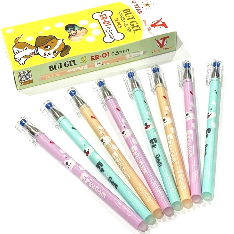 Hộp 12 bút gel xóa được / thần kì GSTAR ER01 - Mực xanh/tím