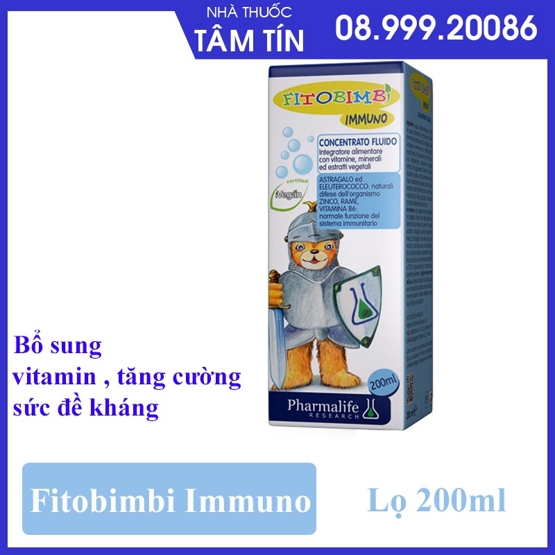 [CHÍNH HÃNG] Fitobimbi Immuno - Tăng cường hệ miễn dịch, nâng cao sức đề kháng, hồi phục nhanh, hết ốm vặt(Chai 200ml)