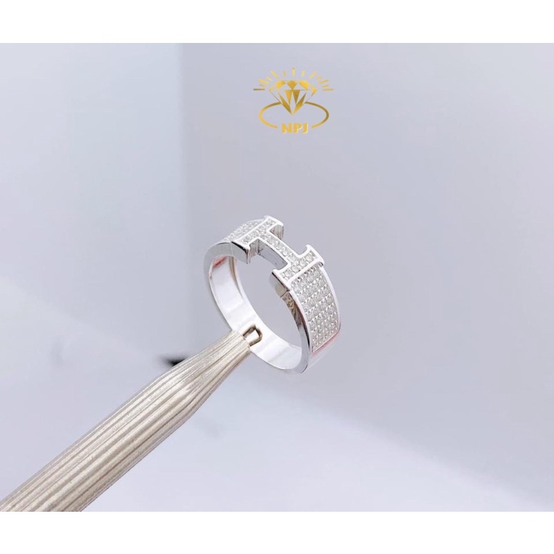 Nhẫn chữ H dày dặn BNP bạc ta nam nữ đều phù hợp