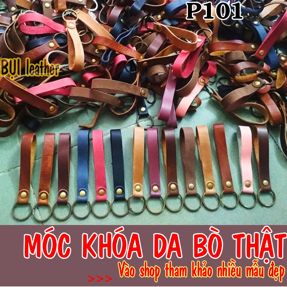 [Sale SỐC 1 ngày] Móc khóa da bò THẬT P101– Móc bằng thép chống gỉ - Màu phát ngẫu nhiên