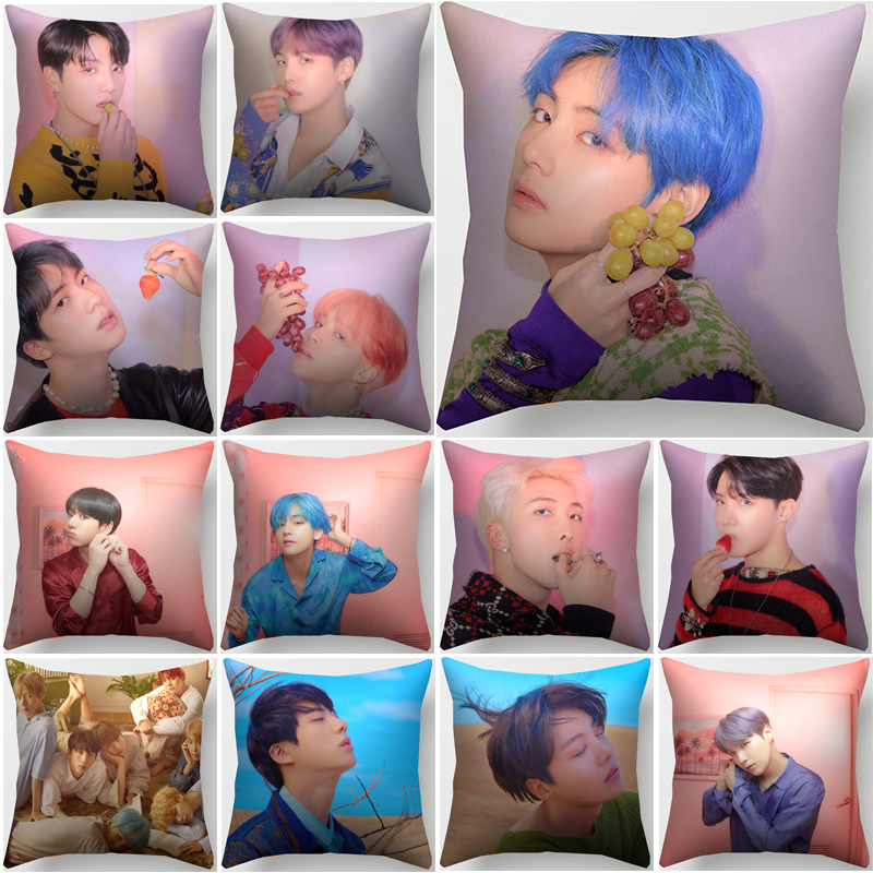 Vỏ gối in họa tiết nhóm nhạc Bts K-Pop chất lượng cao kích thước 45x45cm