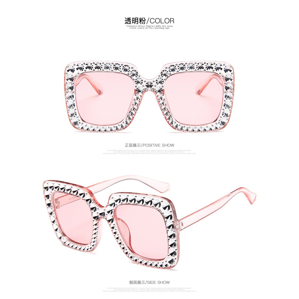 Kính mát gọng vuông bản to chống tia UV phong cách độc đáo thời trang cho nữ