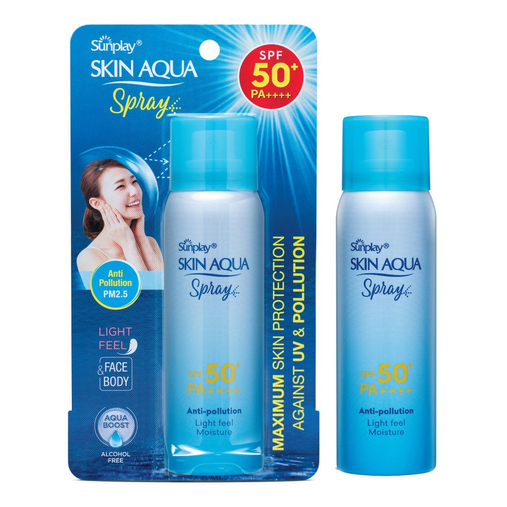 Xịt Chống Nắng Kháng Bụi Sunplay Skin Aqua Anti Pollution Spray SPF50+ Pa++++ 50g kèm quà tặng