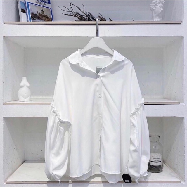 Áo sơ mi trắng tay bồng siêu hót - ảnh thật