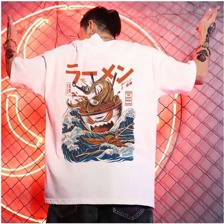 Áo phông rộng nam nữ unisex Hàn Quốc Mì RAMEN phong cách Ulzzang tee basic oversize áo tay lửng streetwear