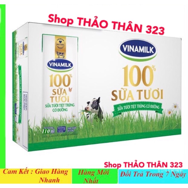 Sữa Tươi 100% Vinamilk Có Đường Thùng 48 hộp x 110ml