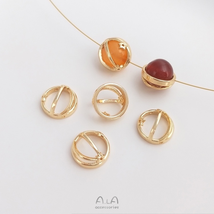 Bộ Giá Đỡ Nhẫn Bằng Đồng 14k Hình Bán Nguyệt Màu Vàng Kim Chất Lượng Cao