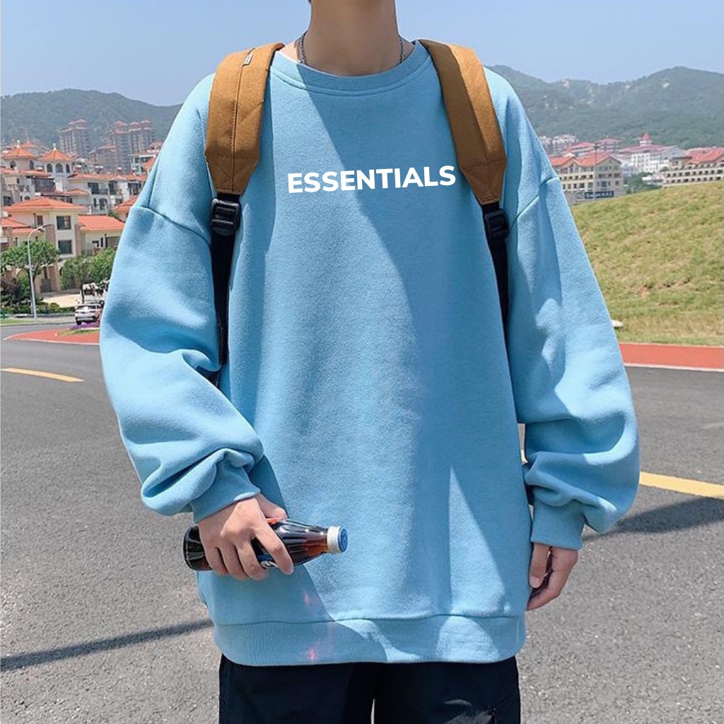 Áo sweater nam nữ ESSENTIALS form rộng cổ tròn, tay áo bồng, chất nỉ nhập ngoại, co dãn tốt và thấm hút mồ hôi hiệu quả | BigBuy360 - bigbuy360.vn