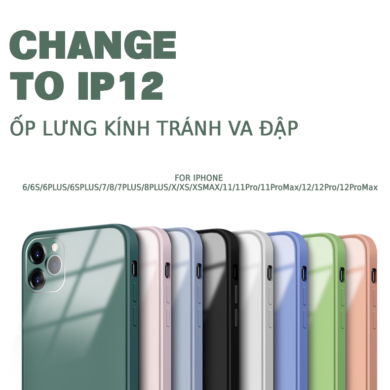 Ốp lưng iphone mặt kính cường lực 2 5/5s/6/6plus/6s/6splus/7/7plus/8/8plus/x/xr/xs/11/12/pro/max/plus/promax -Awifi Case