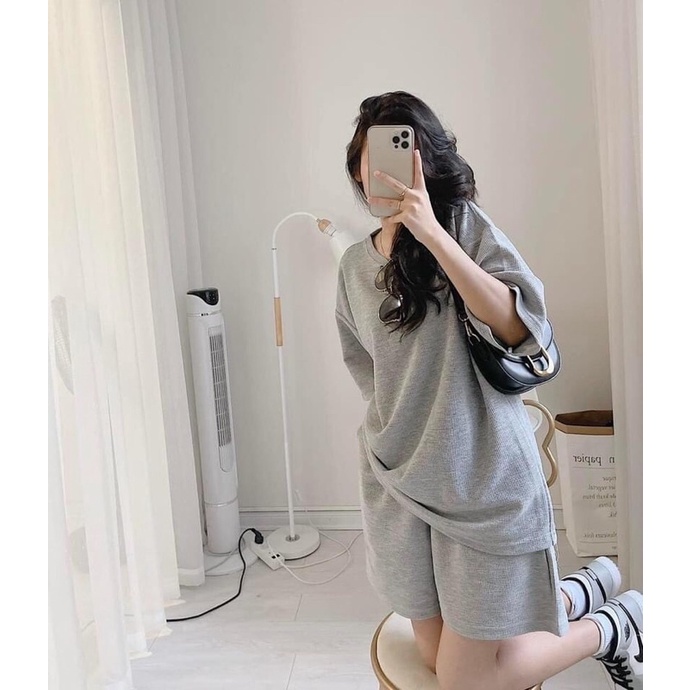 Set Đồ Trơn Cộc Tay Nữ🌸Bộ quần short đùi áo form rộng tay lỡ mặc ở nhà Ulzzang 🌸Phong cách thể thao