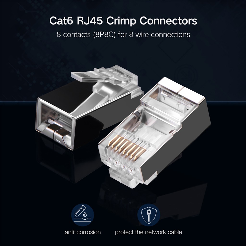 Đầu bấm mạng RJ45 hỗ trợ cáp mạng Cat6,Cat5e,Cat5 cao cấp