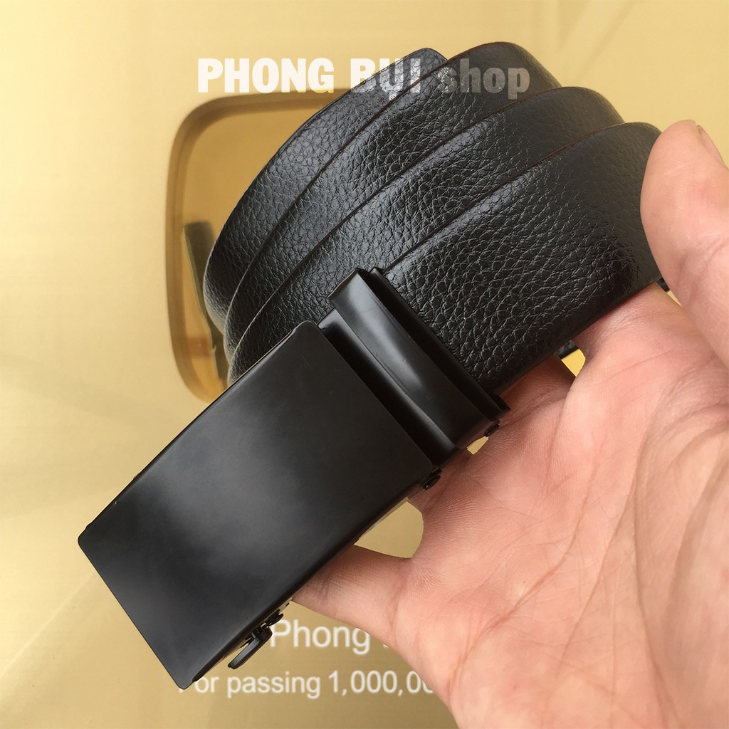 Thắt Lưng Nam Chất Da Siêu Mềm Đẹp, Mặt Mạ Sơn Tĩnh Điện Đen Nhám Sang Trong Cho Nam Giới Dài 120cm