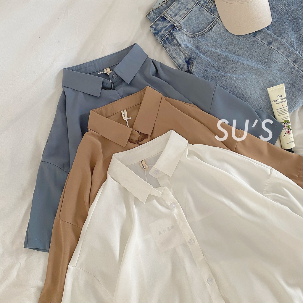 Áo sơ mi cộc tay trơn nơ hông A1856 SUSTORE