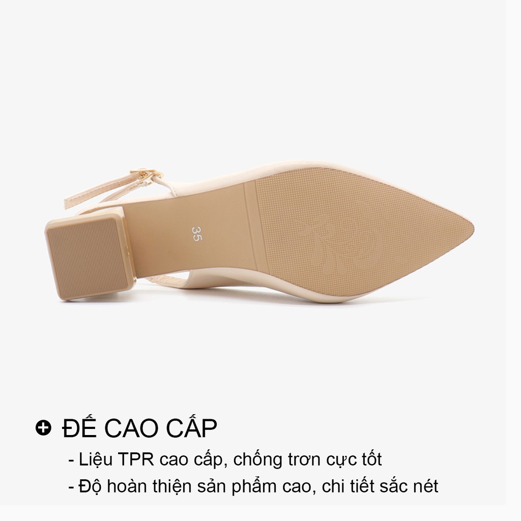 Giày cao gót nữ 5p Metalic Slingback bít mũi quai sau mũi nhọn đế vuông thời trang bAimée & bAmor - MS1675