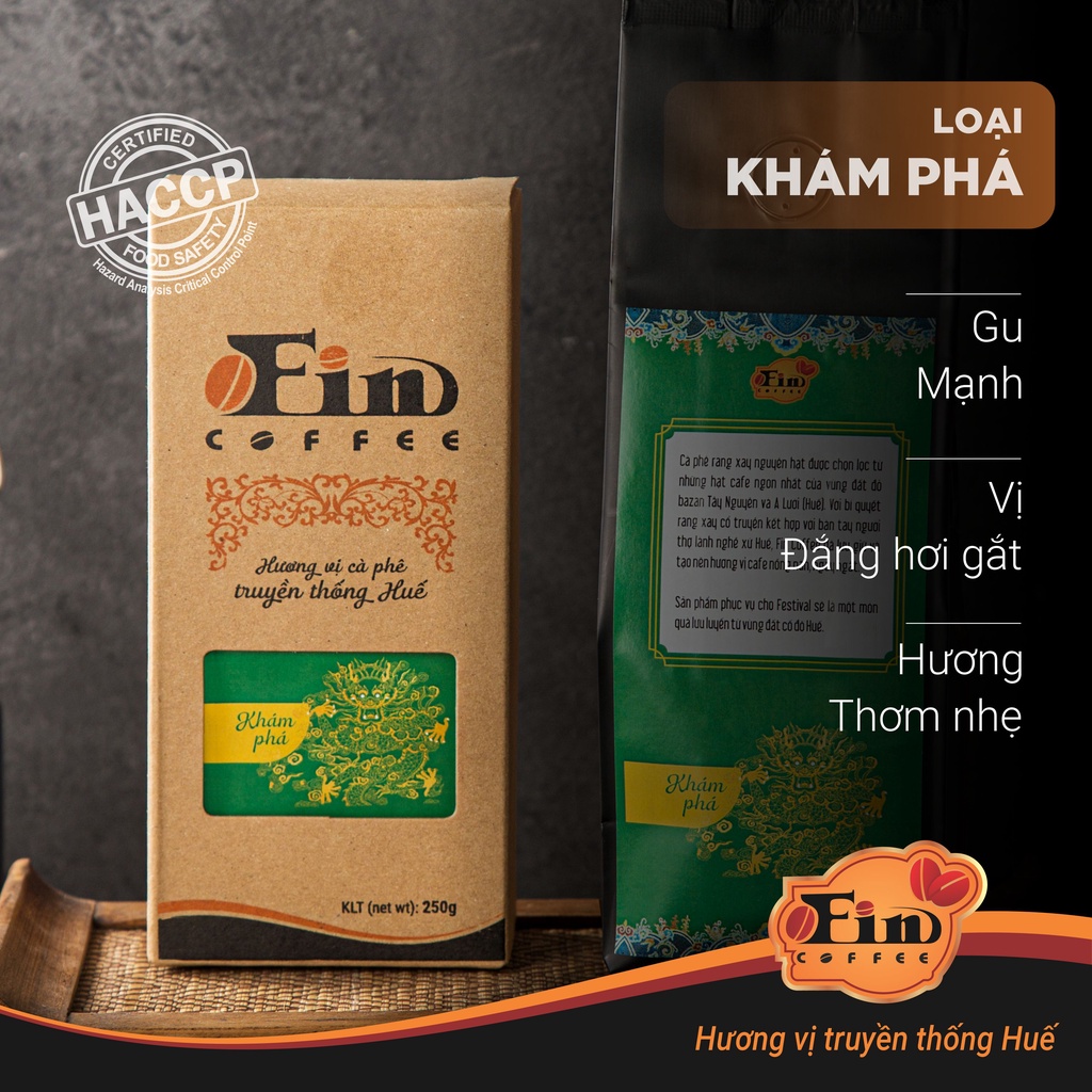 Cà phê rang xay nguyên chất ĐẶC SẢN Huế FIN Coffee Tứ Linh Truyền thống pha phin