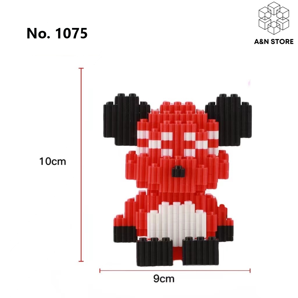 Đồ Chơi Lắp Ghép Gấu Bạo Lực - Lego Bearbrick màu đỏ size 10cm giá rẻ mã 1075