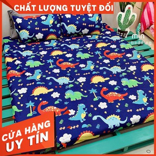 💝 Drap + 2 Vỏ Gối 💝 - Cotton 3D Khủng Long (Kèm Ảnh Thật)