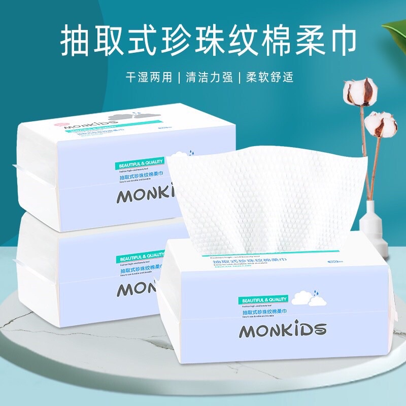 Cuộn khăn khô đa năng giấy lau mặt dùng 1 lần Monkids chất cotton chăm sóc da dùng trong Spa