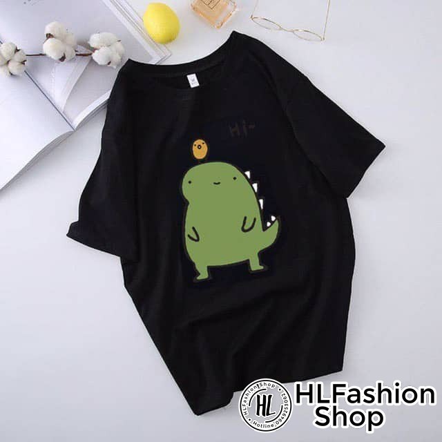 Áo thun tay lỡ form rộng HI KHỦNG LONG siêu dễ thương, áo phông form rộng size HLFashion | BigBuy360 - bigbuy360.vn