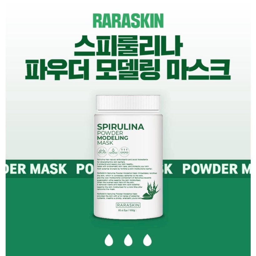 Mặt nạ tảo xoắn RARASKIN Spirulina Powder Modeling Mask Hàn Quốc
