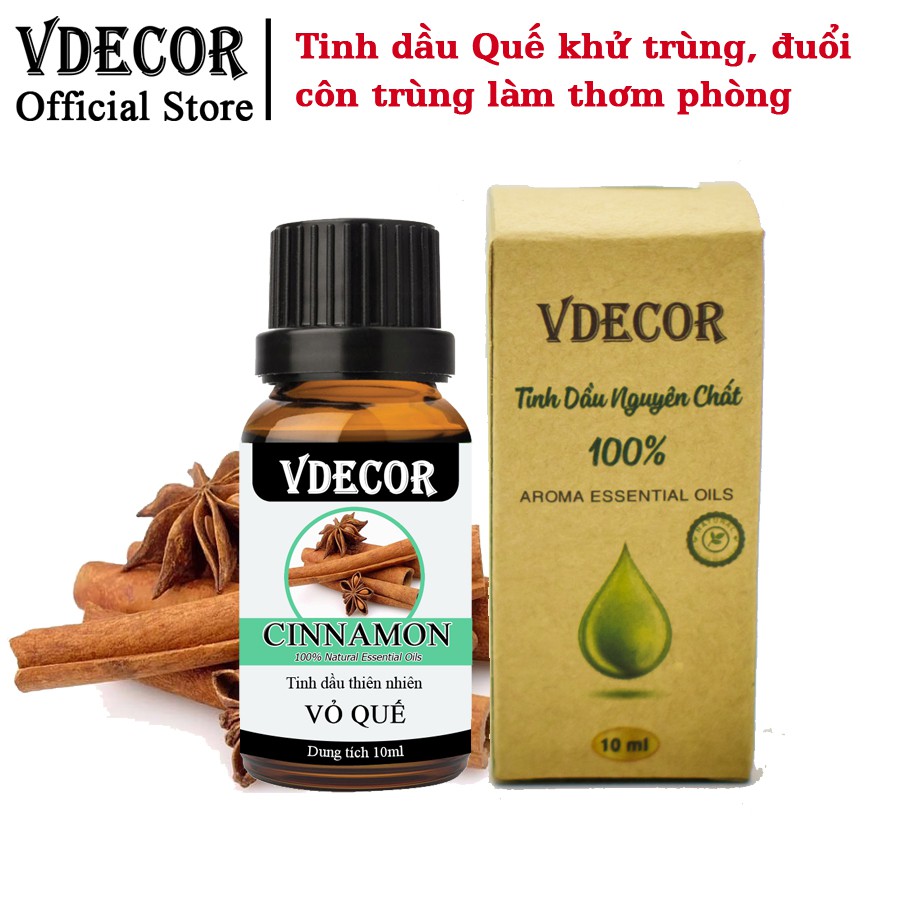 [Mã LIFEMALL991 giảm 10% đơn 99K] Tinh Dầu Lá Quế Vdecor Nguyên Chất 100% Từ Thiên Nhiên (10ml)