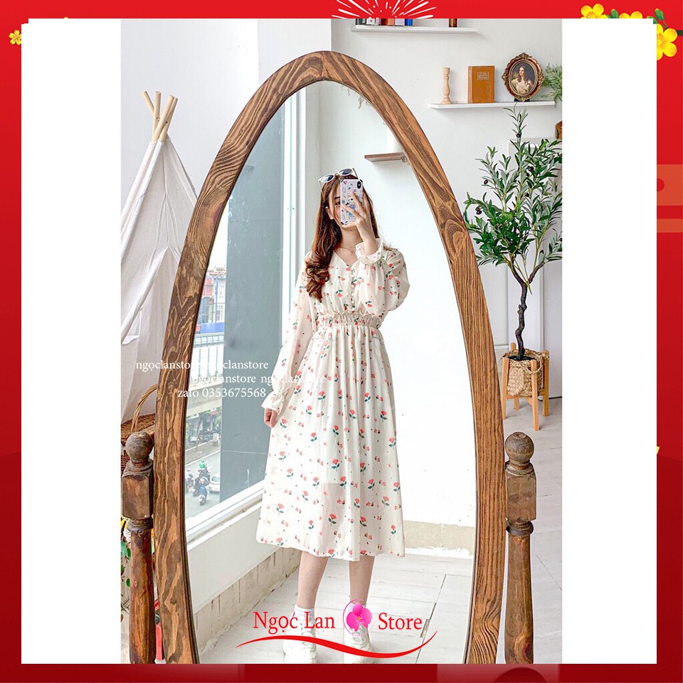 Váy Đầm Voan Tơ Cúc Ngọc Dáng Dài