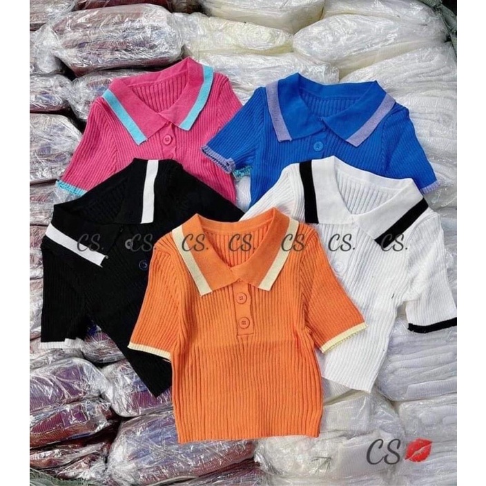Áo cortop viền len gân 55-75kg (Bigsize hình thật) from gọn xinh