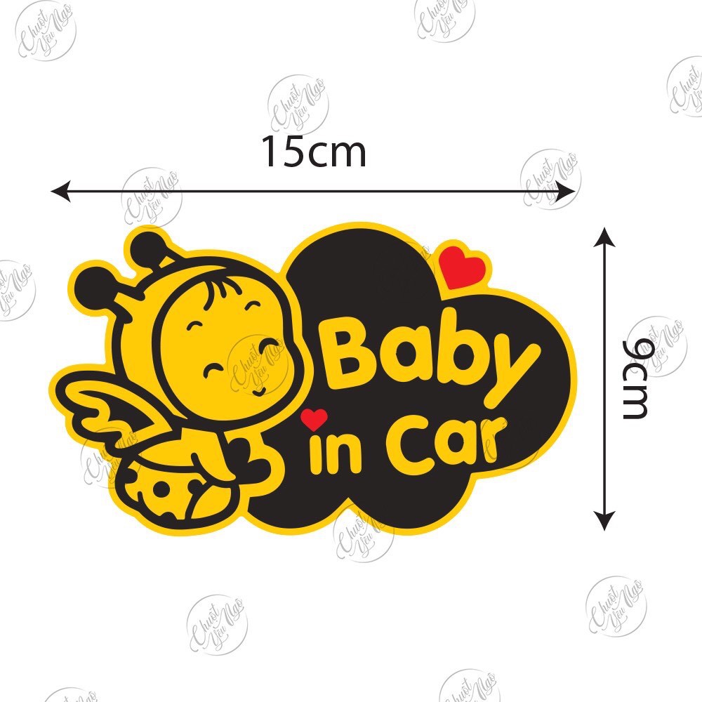 Combo 2 logo sticker 15cm x 9cm Baby In Car dễ thương cho xe ô tô NT 11