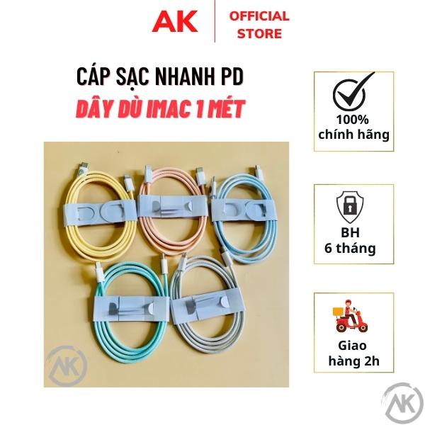 Cáp sạc nhanh PD Type C to cáp sạc IP Bọc dù Dài 1 Mét cho điện thoại iP Xs Max/11/12/13 ProMax