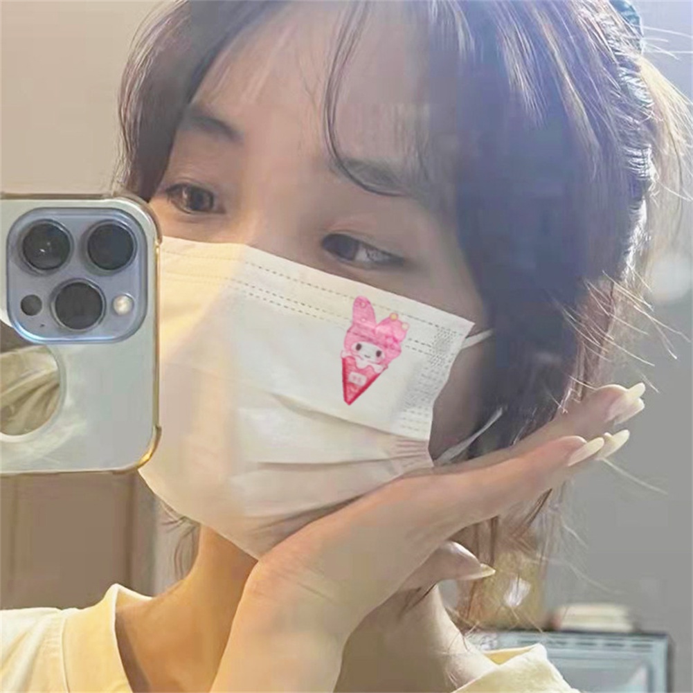 Bộ 50 Khẩu Trang Dùng Một Lần In Họa Tiết Kuromi / Cinnamon / Melody Dễ Thương Dành Cho Người Lớn