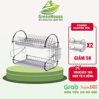 Kệ Úp Bát Chén Đĩa Inox 2 Tầng - Giá Úp Bát Chén Đĩa Cốc Tiện Lợi 💥 An Toàn Cho Sức Khỏe