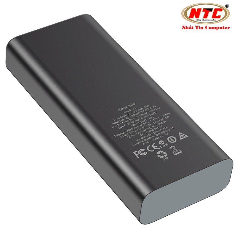 Pin sạc dự phòng Hoco J51 10000mAh lõi Li-polymer, input/output QC3.0 và PD18W TypeC