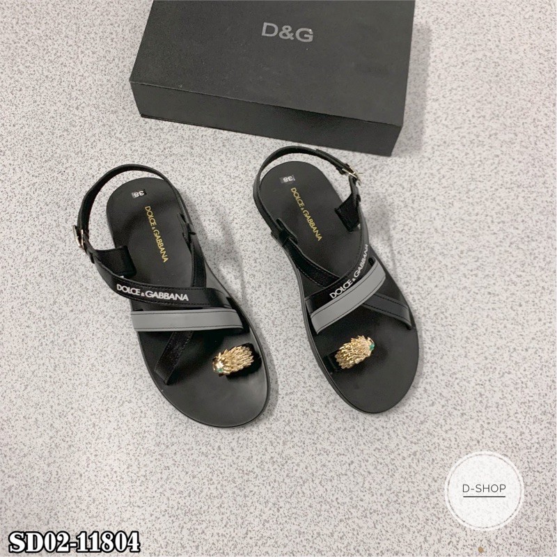 [Ảnh thật+ Kt hàng] Dép Sandal Dolce Quai Chéo Xỏ Ngón Đầu Rồng Vàng