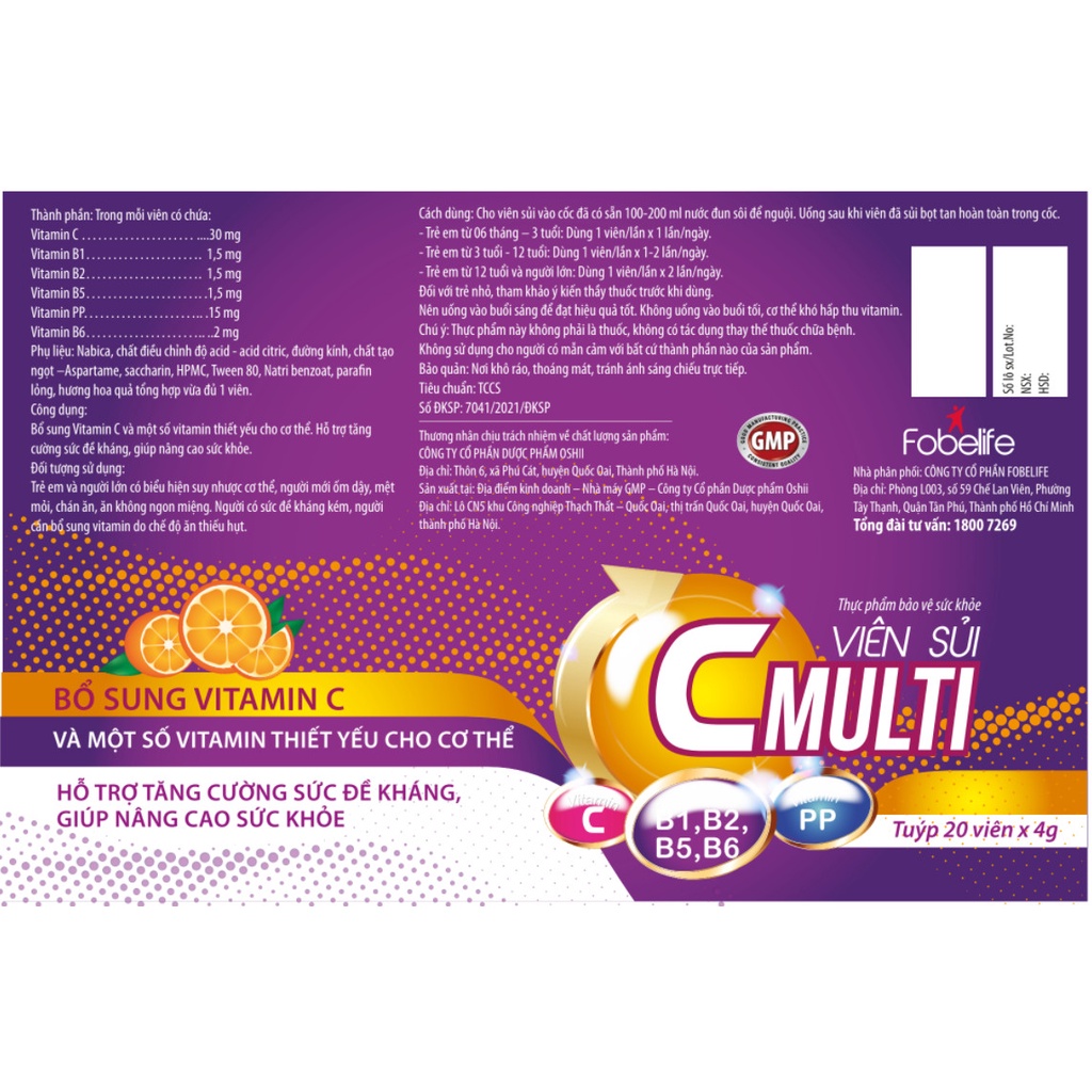 Viên Sủi Bổ Sung Vitamin C Tăng Cường Sức Đề Kháng C Multi
