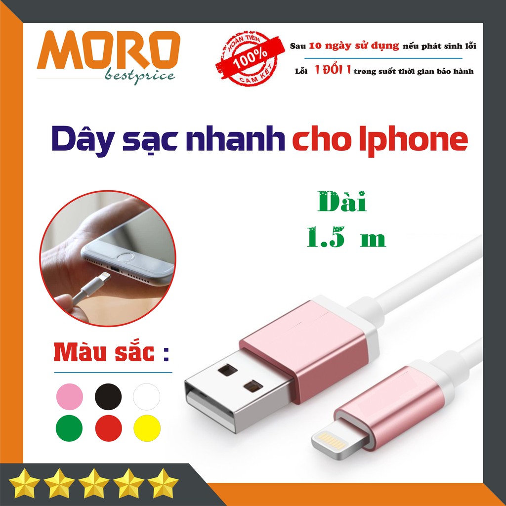 [Mã 2404EL10K giảm 10K đơn 20K] [SALE] Cáp sạc Iphone - Lightning - dây dài 1,5M - Màu giao ngẫu nhiên!! [MOROMART]