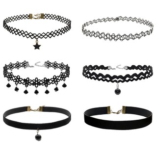 Bộ 6 choker vải ren tatoo basic choker giá rẻ nhất nhiều mẫu CKV46