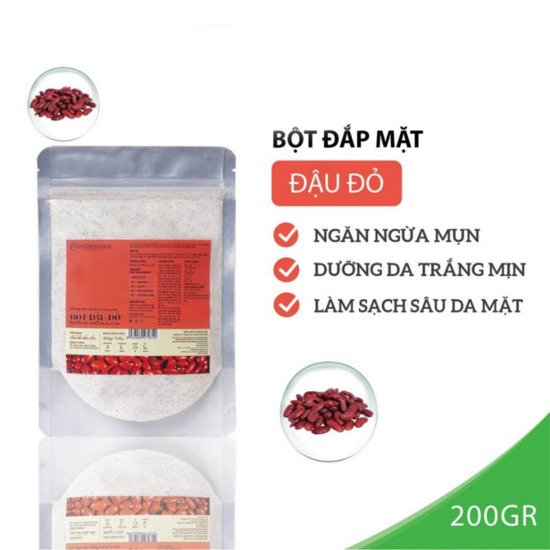 Combo tẩy da chết Bột cám gạo 200g &amp; Bột đậu đỏ 200g &amp; Bột yến mạch Milaganics 200g