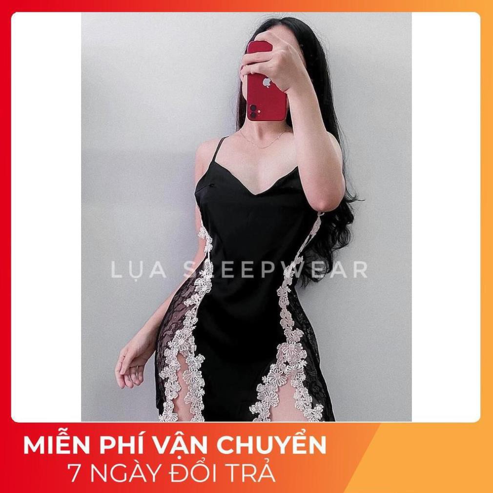 Đồ Ngủ Sexy, Váy Ngủ Sexy Nữ Hai Dây Xẻ Đùi Phối Ren Chữ Y Chất Satin Cao Cấp Dưới 65Kg | BigBuy360 - bigbuy360.vn