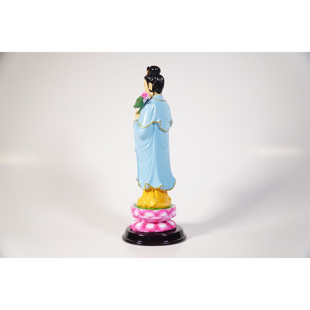 Tượng Phật Đại Thế Chí Bồ Tát vẽ màu áo xanh đứng - Cao 25cm