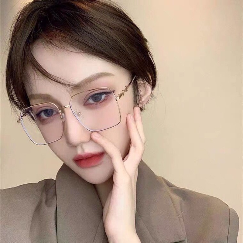 Kính Mát Gọng Vuông Bằng Kim Loại Chống Ánh Sáng Xanh Phong Cách Cổ Điển Cho Nam Và Nữ