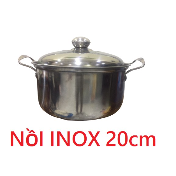 Nồi inox nấu bếp tiện lợi. Nồi inox an toàn cao cấp 18cm  ĐÁY CÓ LỚP NHIỄM TỪ, SỬ DỤNG ĐƯỢC TẤT CẢ CÁC LOẠI BẾP