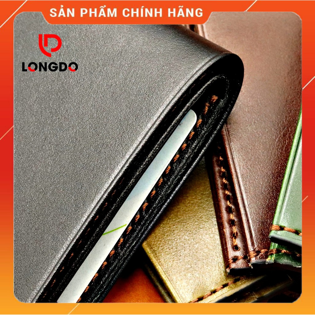 Ví da bò may thủ công cao cấp - Cam kết 100% da bò thật - Ví ngang - Hàng chính hãng thương hiệu Longdo Leather - B01