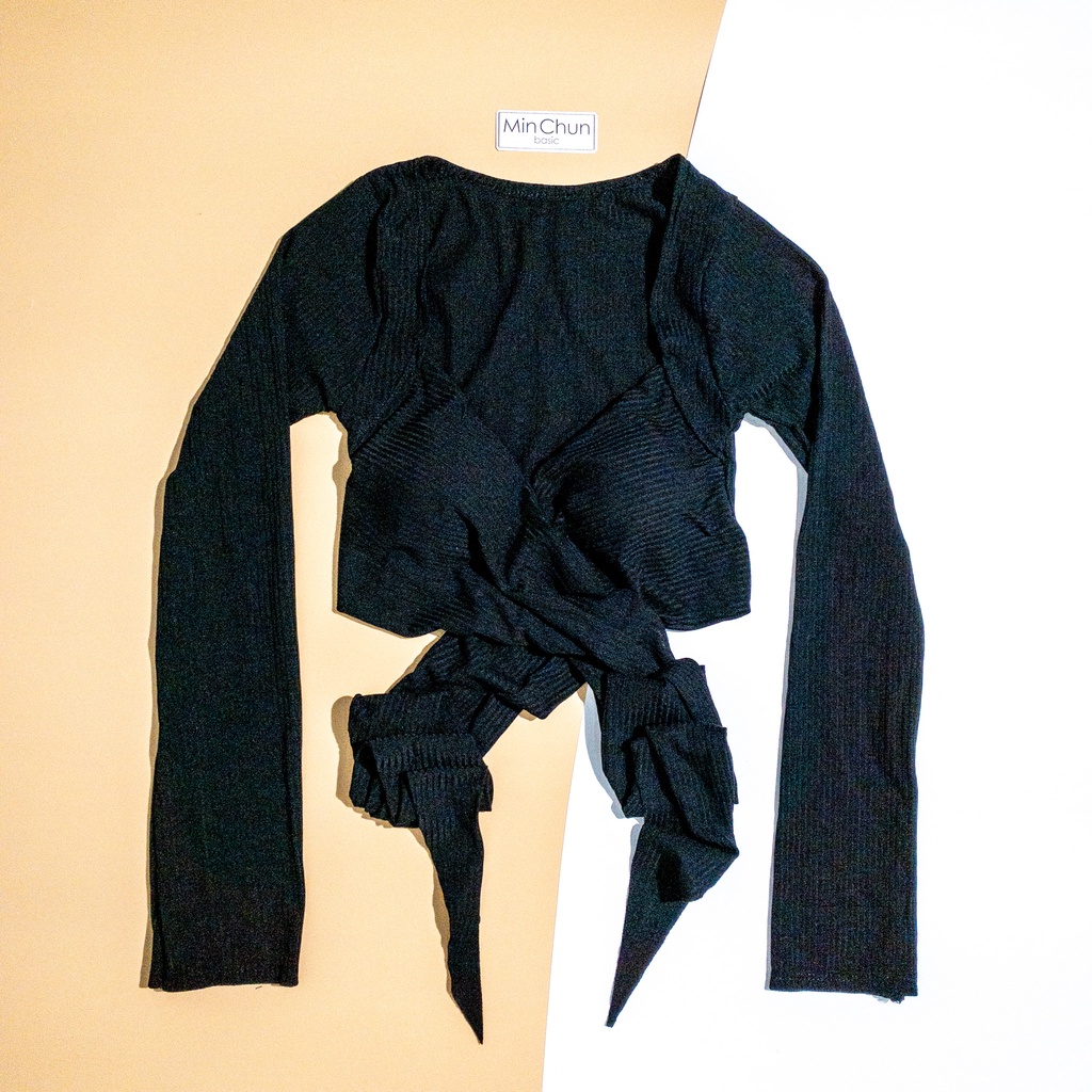 Áo croptop nữ tay dài kiểu sexy cột dây có mút ngực MINCHUN ACD03