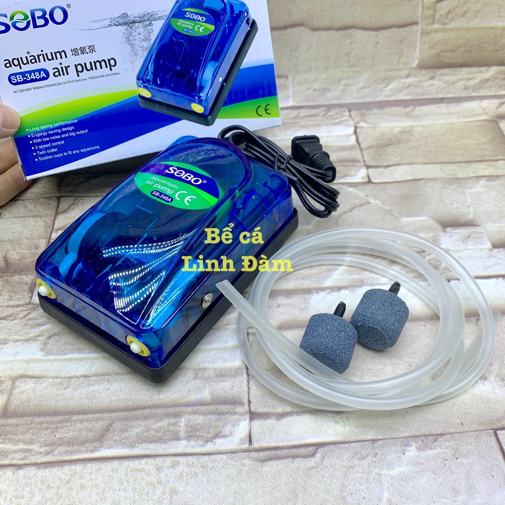 Máy sủi oxy mini 1 vòi 2 vòi SOBO 248A 348A- Máy sủi oxi giá rẻ cho bể cá