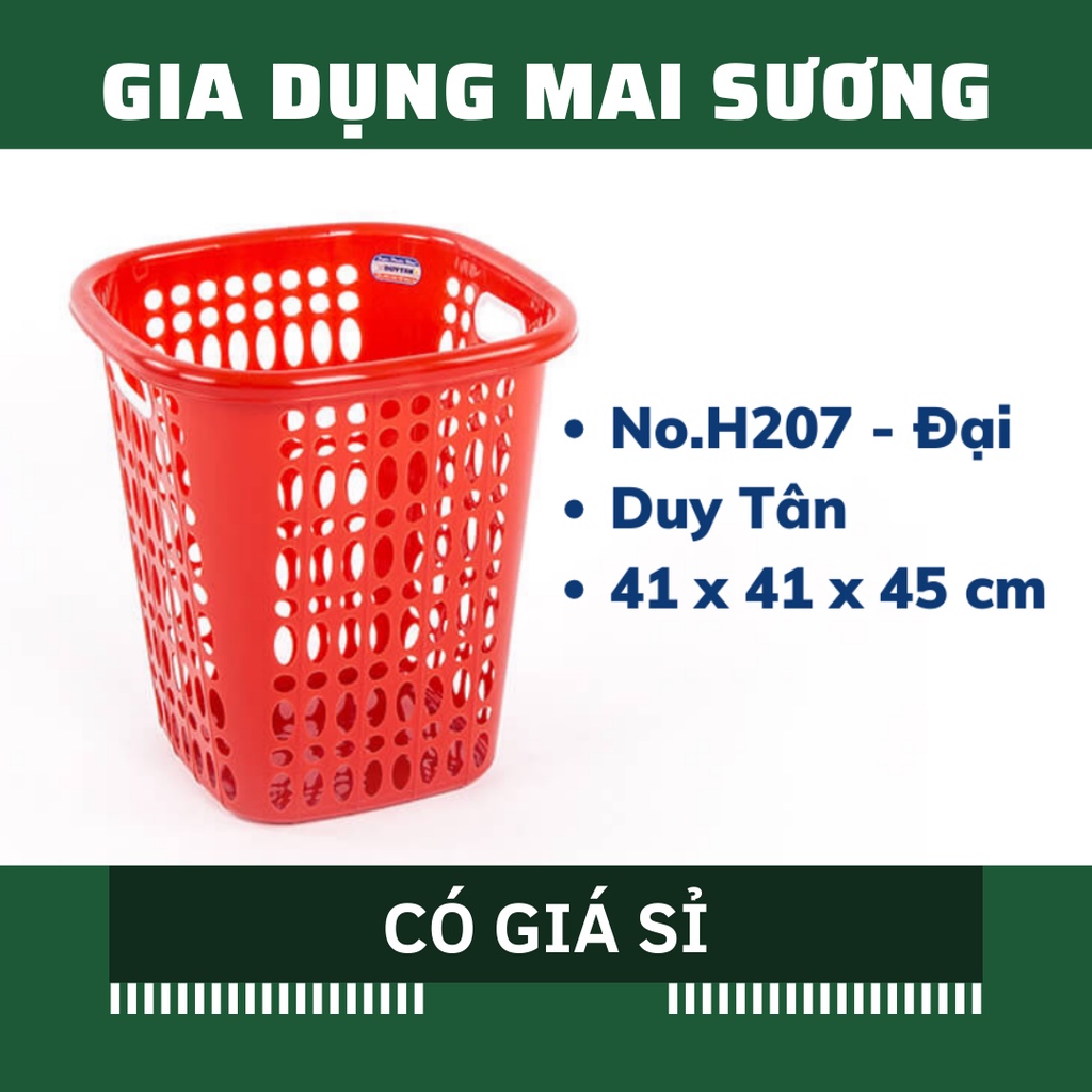 [Giá Sỉ] Sọt Rác Oval Đại H207 Giỏ Vuông Cao, Đựng Quần Áo đủ kích thước Duy Tân